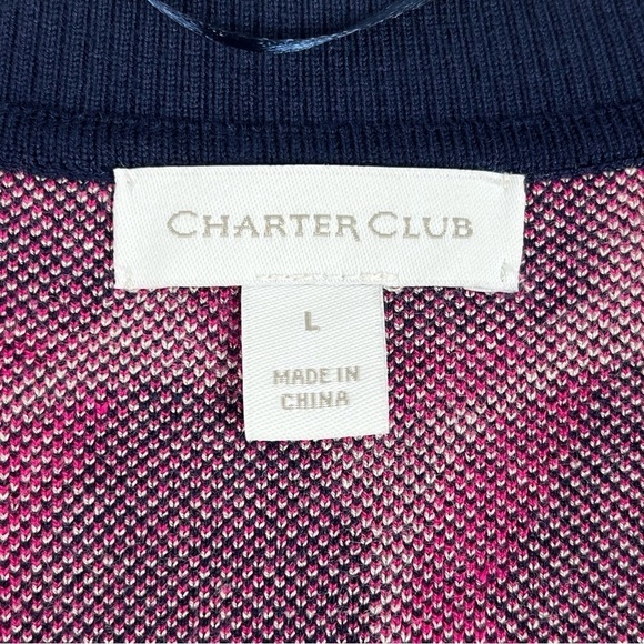 Charter Club Womens Long Cardigan Sweater Stretch Buttons Blue Pink Large - Picture 7 of 8